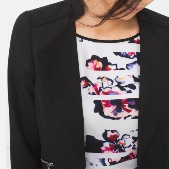 White House Black Market Cropped Linen Blazer Jacket 8 Medium - Picture 4 of 11